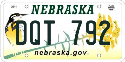 NE license plate DQT792