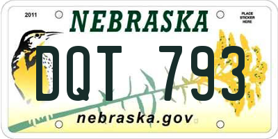 NE license plate DQT793