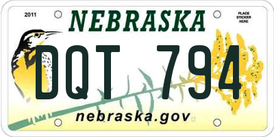 NE license plate DQT794