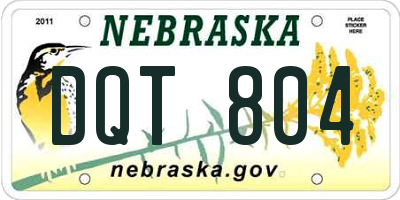 NE license plate DQT804