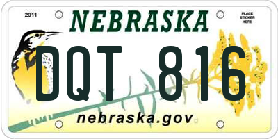 NE license plate DQT816