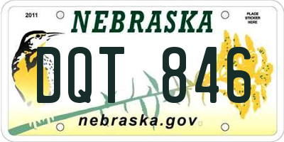 NE license plate DQT846