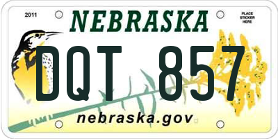 NE license plate DQT857