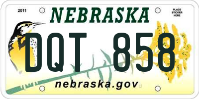 NE license plate DQT858