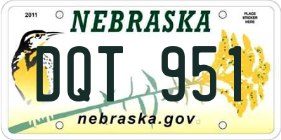 NE license plate DQT951