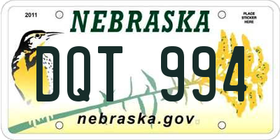 NE license plate DQT994