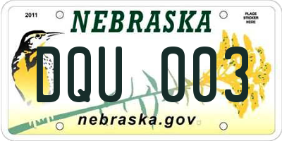 NE license plate DQU003