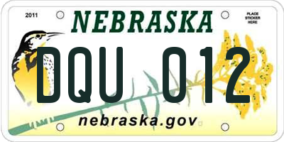 NE license plate DQU012