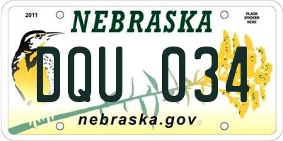 NE license plate DQU034