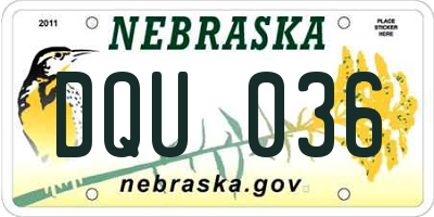 NE license plate DQU036