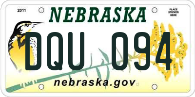 NE license plate DQU094