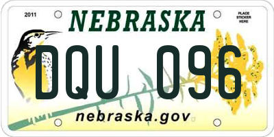 NE license plate DQU096