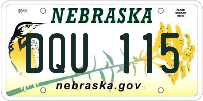 NE license plate DQU115