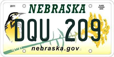 NE license plate DQU209