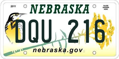 NE license plate DQU216
