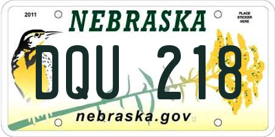 NE license plate DQU218