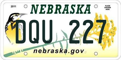 NE license plate DQU227