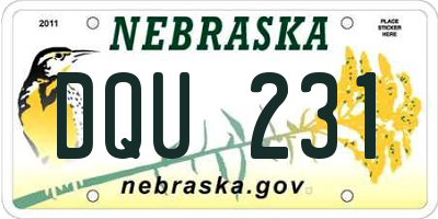 NE license plate DQU231