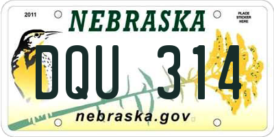 NE license plate DQU314