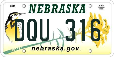 NE license plate DQU316