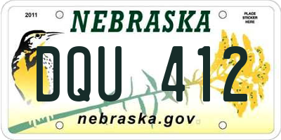 NE license plate DQU412