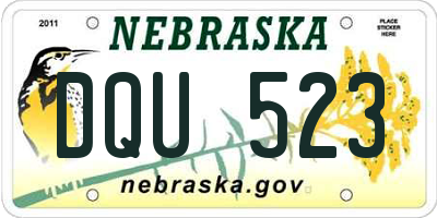 NE license plate DQU523