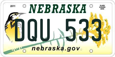 NE license plate DQU533