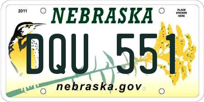 NE license plate DQU551