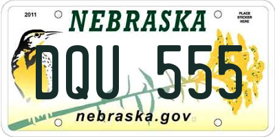 NE license plate DQU555