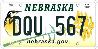 NE license plate DQU567