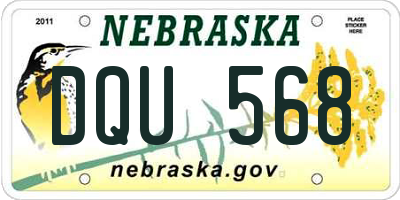NE license plate DQU568