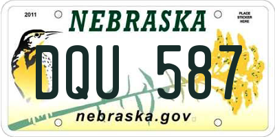 NE license plate DQU587