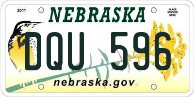 NE license plate DQU596