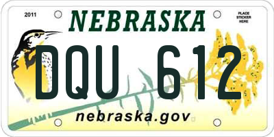 NE license plate DQU612