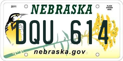 NE license plate DQU614