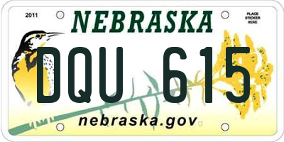 NE license plate DQU615