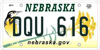 NE license plate DQU616