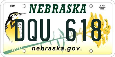 NE license plate DQU618