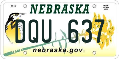 NE license plate DQU637