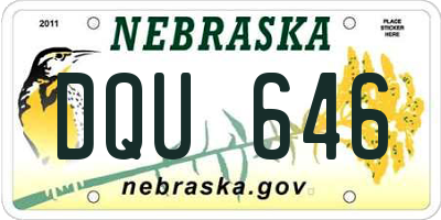 NE license plate DQU646