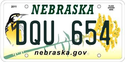 NE license plate DQU654