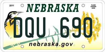 NE license plate DQU690