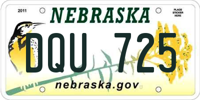 NE license plate DQU725