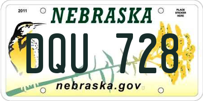 NE license plate DQU728