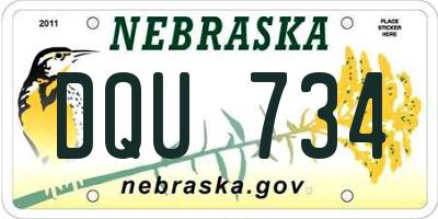 NE license plate DQU734
