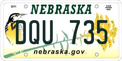 NE license plate DQU735