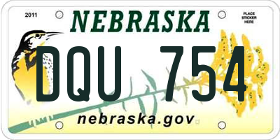 NE license plate DQU754