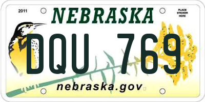 NE license plate DQU769