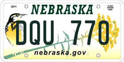 NE license plate DQU770