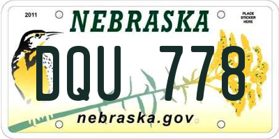 NE license plate DQU778